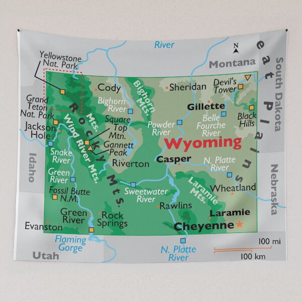 Item preview, Wyoming Map for Wall Decor and Education designed and sold by WorldAtlas.com.