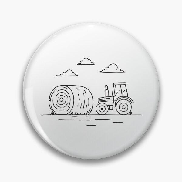 Item preview, A tractor parked beside a hay bale in the field   designed and sold by rasagamastore.