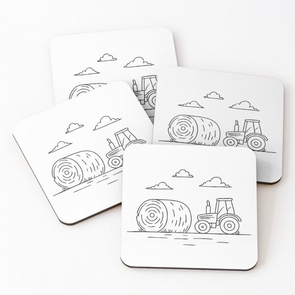 Item preview, A tractor parked beside a hay bale in the field   designed and sold by rasagamastore.