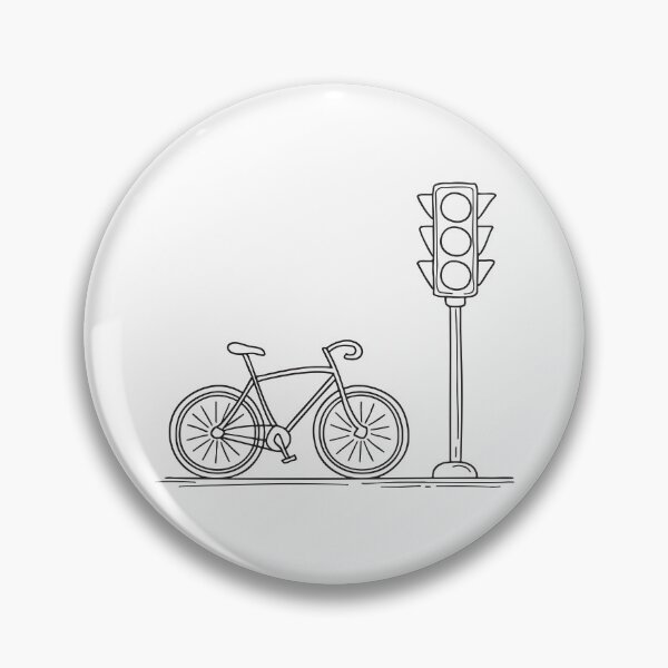 Artikelvorschau, Eine Ampel neben einem am Bordstein stehenden Fahrrad. entworfen und verkauft von rasagamastore.