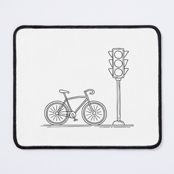 Item preview, A traffic light beside a stopped bicycle at a curb   designed and sold by rasagamastore.