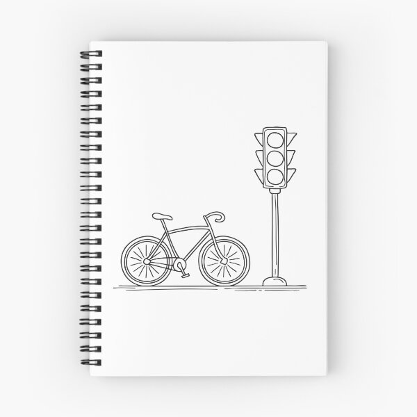 Artikelvorschau, Eine Ampel neben einem am Bordstein stehenden Fahrrad. entworfen und verkauft von rasagamastore.