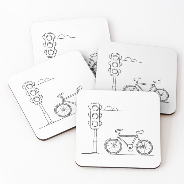 Item preview, A traffic light standing by a bike halted at the curb   designed and sold by rasagamastore.