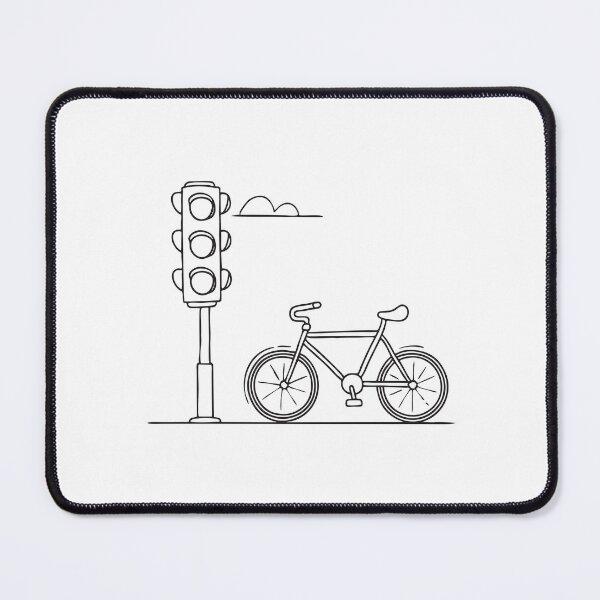 Artikelvorschau, Eine Ampel steht neben einem am Bordstein haltenden Fahrrad. entworfen und verkauft von rasagamastore.