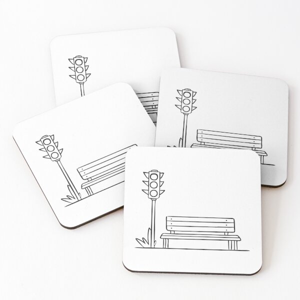 Item preview, A signal light beside a street bench at the corner   designed and sold by rasagamastore.