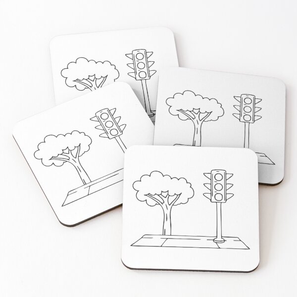 Item preview, A traffic light beside a tree near a sidewalk   designed and sold by rasagamastore.
