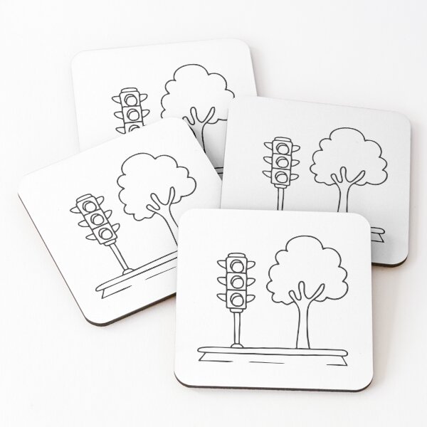 Item preview, A traffic signal beside a tree near pavement   designed and sold by rasagamastore.