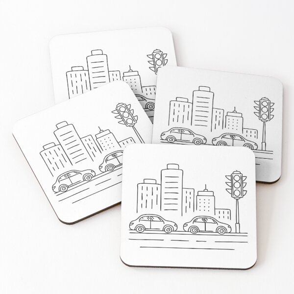 Item preview, A traffic light near parked cars on a city street   designed and sold by rasagamastore.