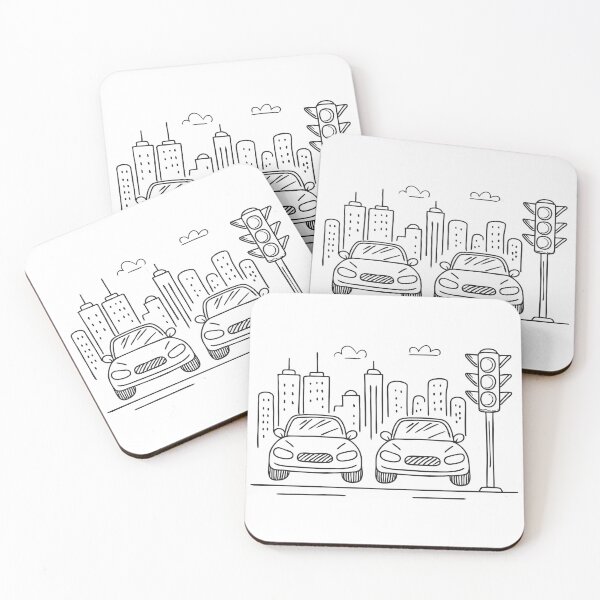 Item preview, A city traffic light beside rows of parked cars   designed and sold by rasagamastore.