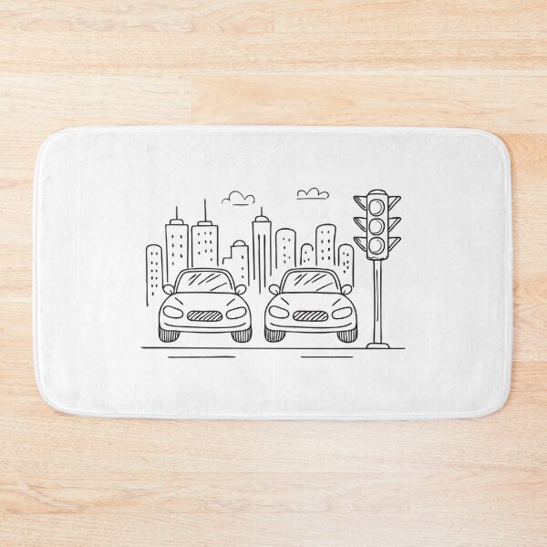 Item preview, A city traffic light beside rows of parked cars   designed and sold by rasagamastore.