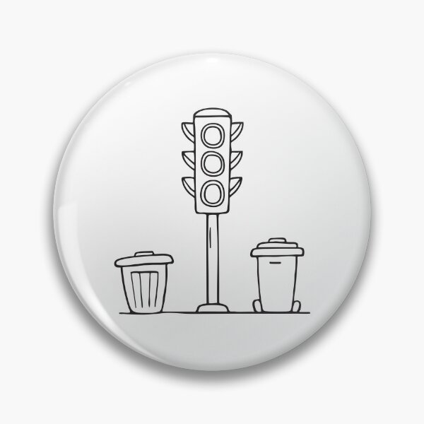 Item preview, A traffic light standing near a trash bin and mailbox   designed and sold by rasagamastore.