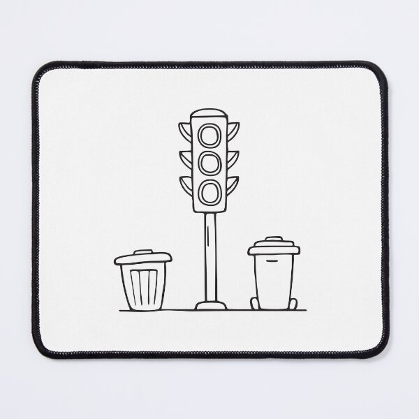 Item preview, A traffic light standing near a trash bin and mailbox   designed and sold by rasagamastore.