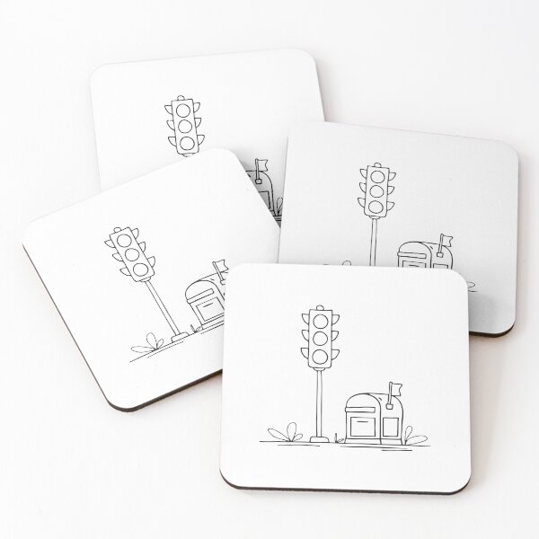 Item preview, A traffic light positioned near a public mailbox   designed and sold by rasagamastore.