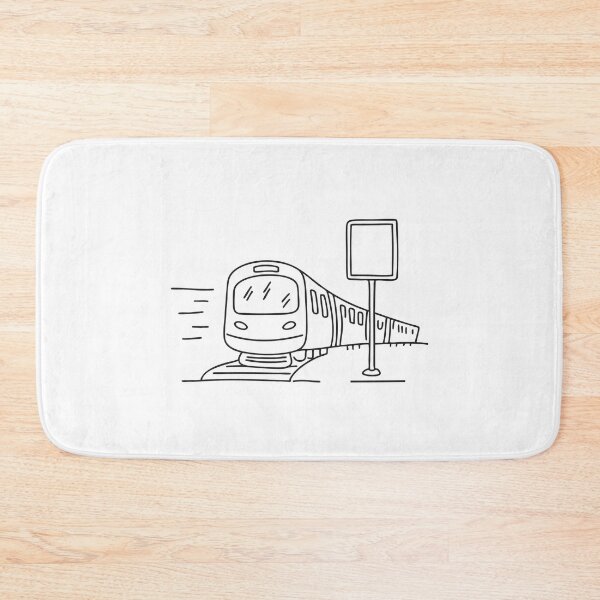 Item preview, A train arriving near a station sign and timetable   designed and sold by rasagamastore.