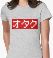 OTAKU 8 Bit Pixel Block Japanese Katakana Women's Fitted T-Shirt