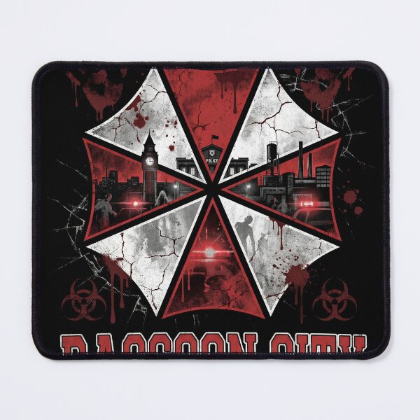 Item preview, Welcome to Raccoon City Resident Evil Horror Zombie Outbreak Umbrella Corporation RPD Police Station T-Virus Nemesis Leon Claire Jill Retro Vintage Postcard Style Fan Art Poster T-Shirt designed and sold by Senpaiwaves.