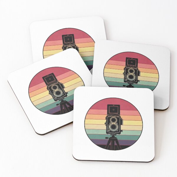 Item preview, Vintage TLR Camera Silhouette – Retro 70s Sunset Photographer Badge, Film Photography Art designed and sold by Luminari Creations.