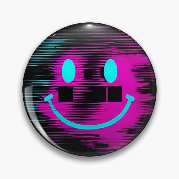 Item preview, Glitchy smiley face, hot pink and cyan 3 designed and sold by Neon G.