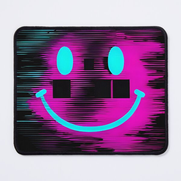 Item preview, Glitchy smiley face, hot pink and cyan 3 designed and sold by Neon G.