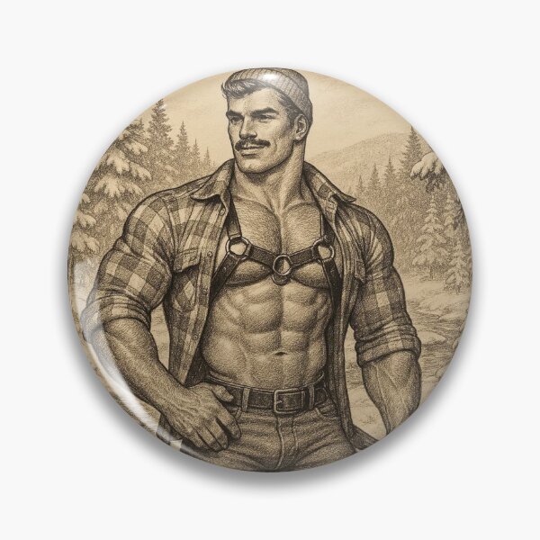 Item preview, Vintage 1940s Gay Hidden In The Woods Tom of Finland Tribute Lumberjack Graphic Design designed and sold by ItsAKinkThing.
