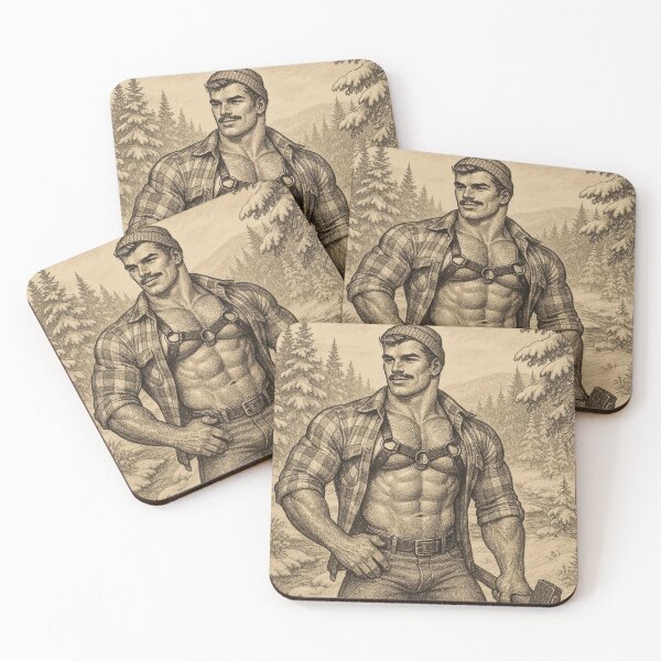 Item preview, Vintage 1940s Gay Hidden In The Woods Tom of Finland Tribute Lumberjack Graphic Design designed and sold by ItsAKinkThing.