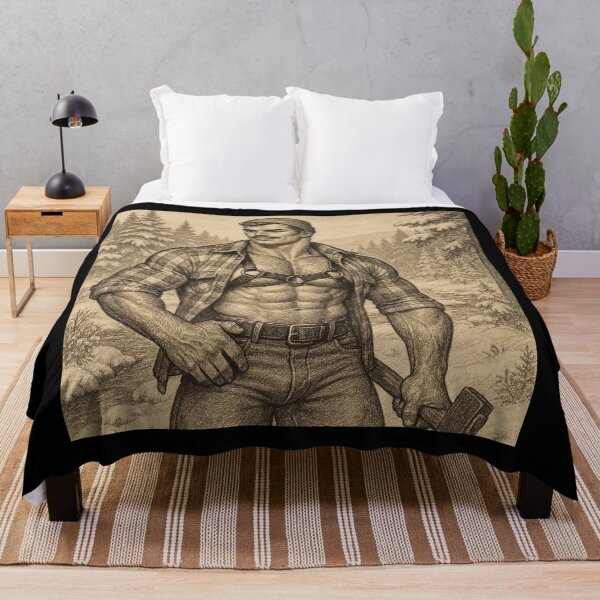 Item preview, Vintage 1940s Gay Hidden In The Woods Tom of Finland Tribute Lumberjack Graphic Design designed and sold by ItsAKinkThing.