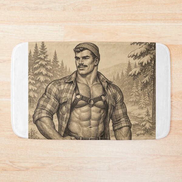 Item preview, Vintage 1940s Gay Hidden In The Woods Tom of Finland Tribute Lumberjack Graphic Design designed and sold by ItsAKinkThing.