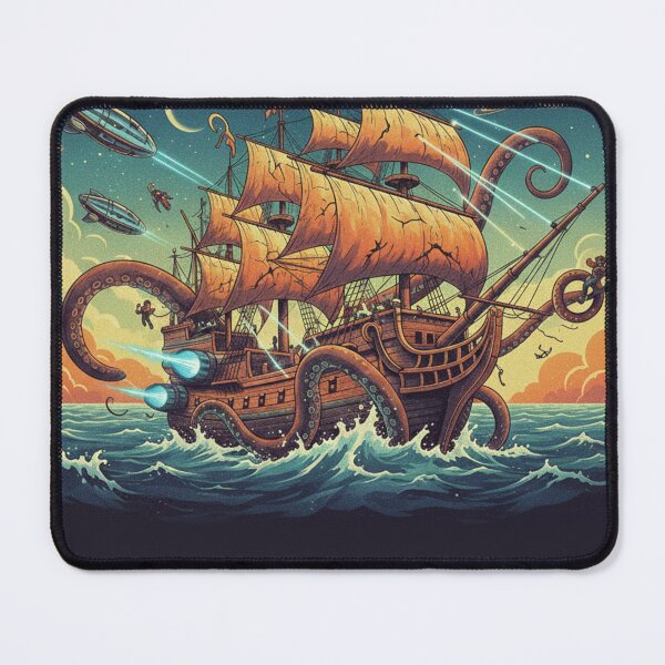 Item preview, Galactic Kraken vs. Steampunk Pirate Galleon designed and sold by Patternomania.