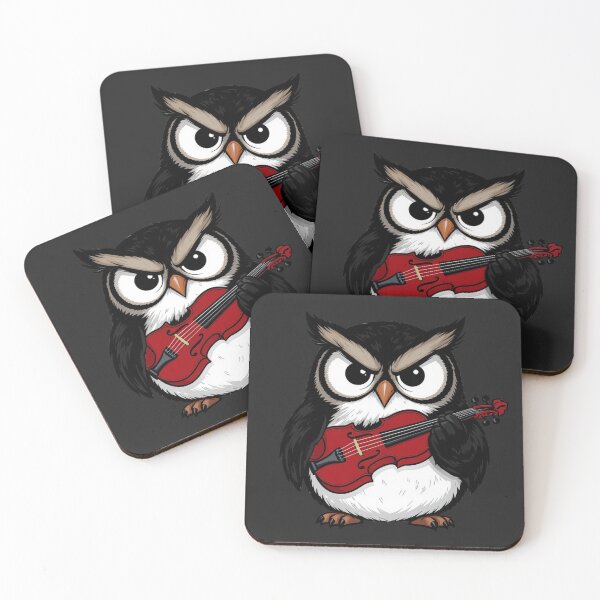Item preview, Serious Owl Playing Violin | Funny Chubby Owl Cartoon Music Art designed and sold by ColorSplash123.