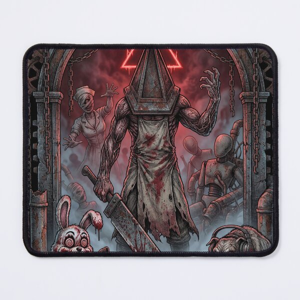Item preview, Pyramid Head Silent Hill 2 Remake Horror Monster Great Knife Red Pyramid Thing Executioner Blue Creek Apartments Lake Toluca Prison Boss Fight Symbolic Fan Art Collage designed and sold by Senpaiwaves.