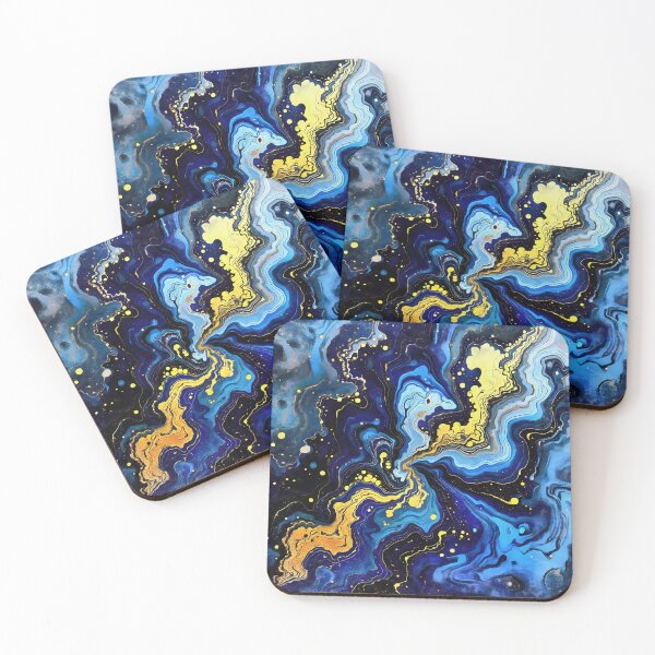 Item preview, Vibrant Swirls of Blue and Gold 4 designed and sold by taiche.