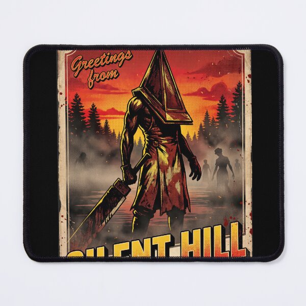 Item preview, Greetings From Pyramid Head Silent Hill 2 Remake Horror Monster Great Knife Red Pyramid Thing Executioner Blue Creek Apartments Lake Toluca Prison Boss Fight Symbolic Fan Art Collage designed and sold by Senpaiwaves.