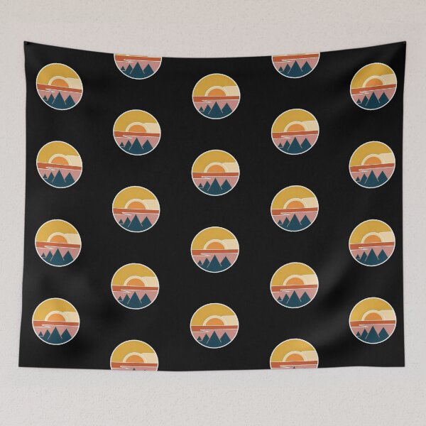 Item preview, Geometric Mountain Sunset Circle – Retro 70s Minimalist Landscape Badge, Modern Outdoor Art designed and sold by Luminari Creations.