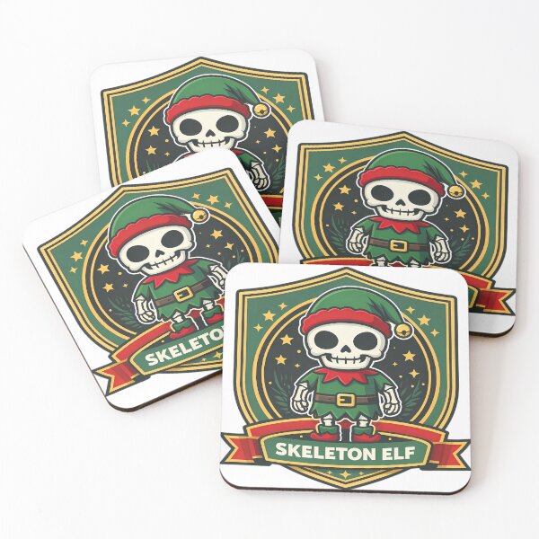 Item preview, Skeleton Elf – Funny Holiday Emblem with Stars, Ribbon & Festive Mischief designed and sold by Glowaria.