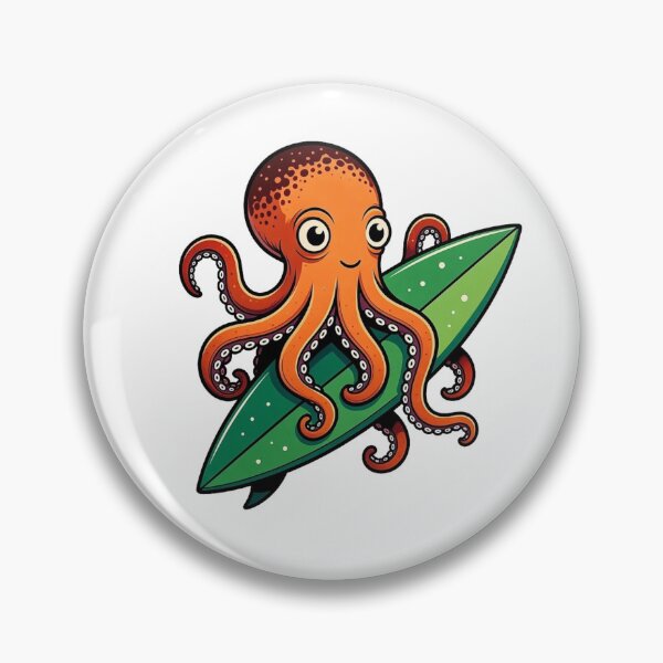 Item preview, Surfing Octo - Cute Octopus Riding Waves Sticker designed and sold by octozap.