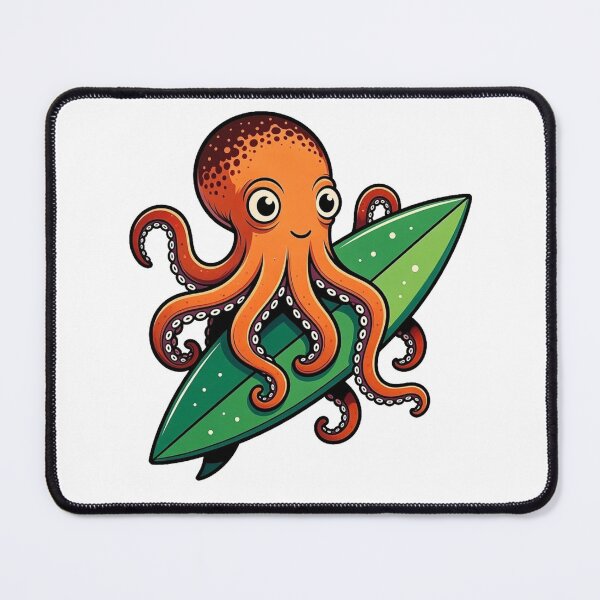 Item preview, Surfing Octo - Cute Octopus Riding Waves Sticker designed and sold by octozap.