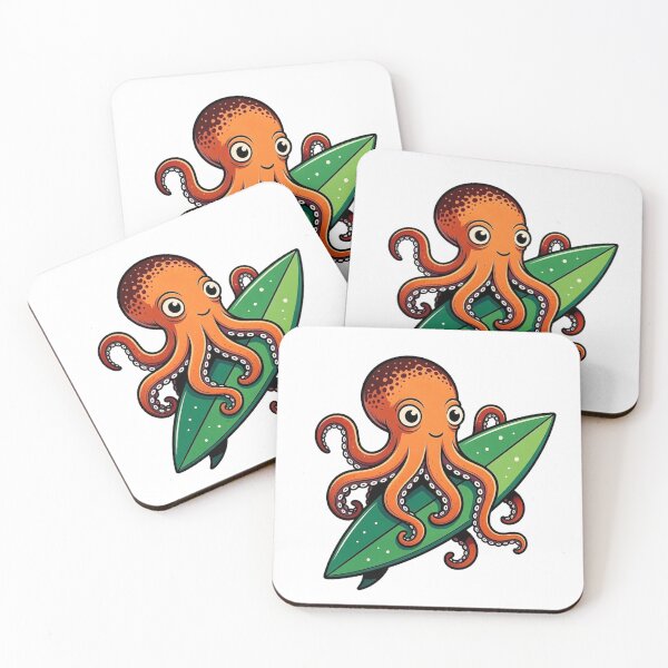 Item preview, Surfing Octo - Cute Octopus Riding Waves Sticker designed and sold by octozap.