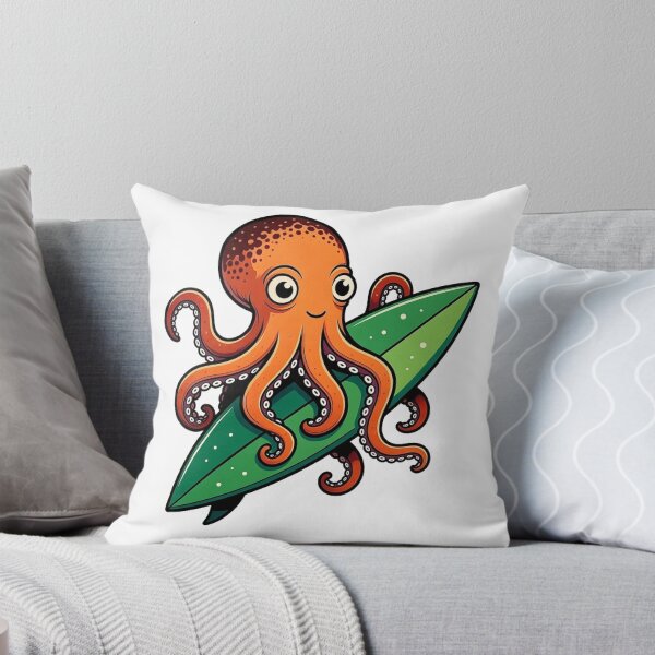 Item preview, Surfing Octo - Cute Octopus Riding Waves Sticker designed and sold by octozap.
