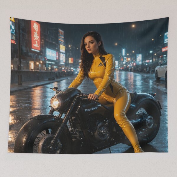 Item preview, Yellow Latex Motorcycle Aesthetic, Night City Photography designed and sold by Magic-Reality.