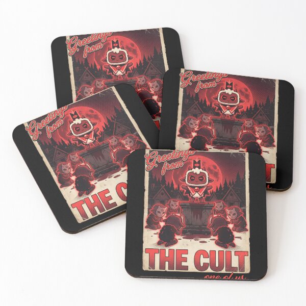 Item preview, Greetings From The Cult Cult of the Lamb Cute Horror Lamb Leader Followers Rituals Indoctrination Dark Wood Crown Fan Art Collage Poster T-Shirt Sticker Print Gift designed and sold by Senpaiwaves.