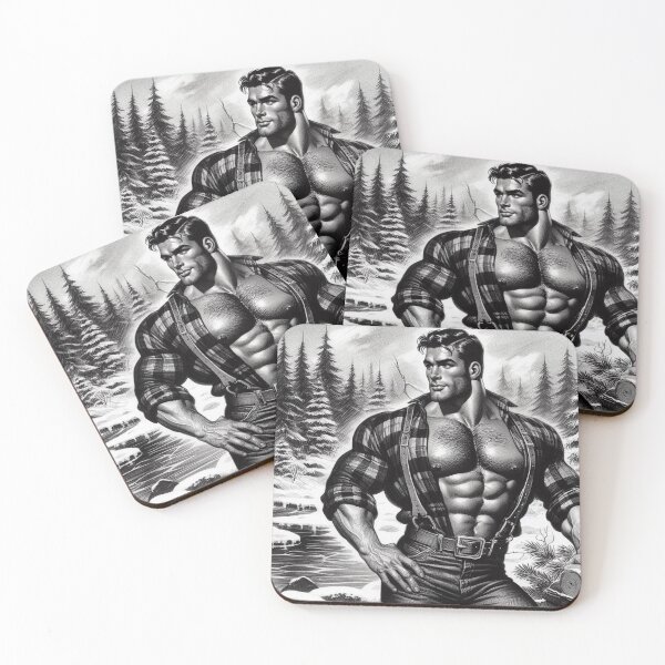 Item preview, Vintage 1940s Gay Style Tom of Finland Tribute Lumberjack Graphic Design designed and sold by ItsAKinkThing.