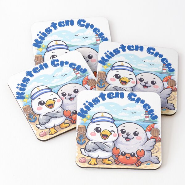 Item preview, Coastal Crew – Cute maritime cartoon design with seagull, seal & crab designed and sold by Fies-und-Fein.