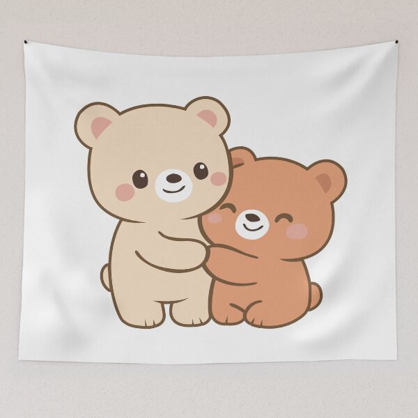 Item preview, Cute Bear Couple – Kawaii Illustration Sweet Love designed and sold by Wolagno.