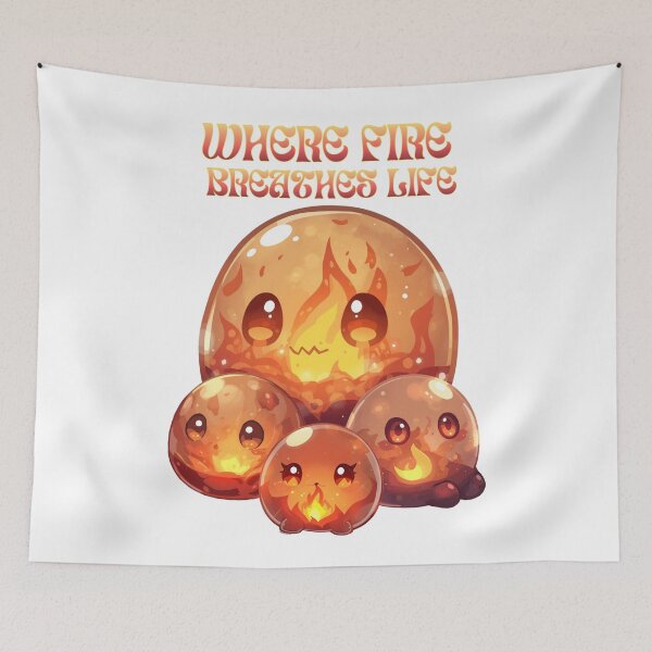 Item preview, Where Fire Breathes Life – Cute Elemental Fire Slime Family designed and sold by Monzora.