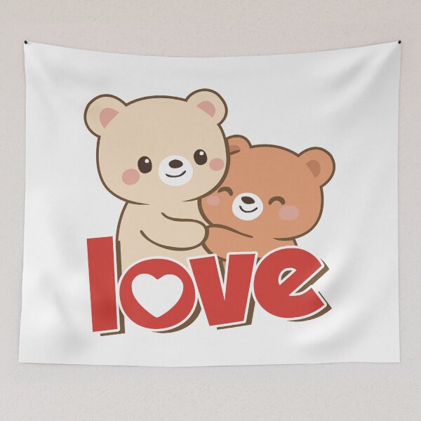 Item preview, Cute Bear Couple – Kawaii Illustration Sweet Love designed and sold by Wolagno.