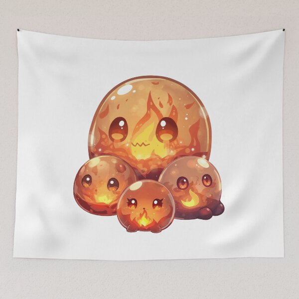 Item preview, Where Fire Breathes Life – Cute Elemental Fire Slime Family designed and sold by Monzora.