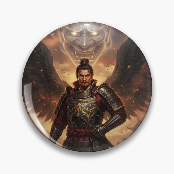 Item preview, Oda Nobunaga – Dark Winged Samurai Warrior with Oni Spirit | Japanese Mythic Battle Art designed and sold by Mori-no-Akari.
