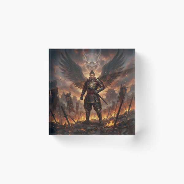 Item preview, Oda Nobunaga – Dark Winged Samurai Warrior with Oni Spirit | Japanese Mythic Battle Art designed and sold by Mori-no-Akari.