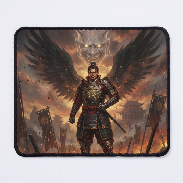 Item preview, Oda Nobunaga – Dark Winged Samurai Warrior with Oni Spirit | Japanese Mythic Battle Art designed and sold by Mori-no-Akari.