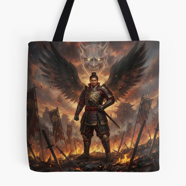 Item preview, Oda Nobunaga – Dark Winged Samurai Warrior with Oni Spirit | Japanese Mythic Battle Art designed and sold by Mori-no-Akari.